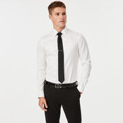 Slim Textured Long Sleeve Shirt, WHITE, hi-res
